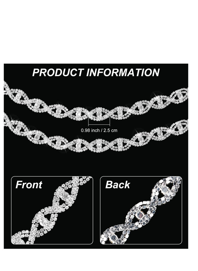 3 Yards Crystal Rhinestone Trim Close Chain Bling Elegant Rhinestone Applique Chain for Sewing Crafts Wedding Party Clothing DIY Decoration - Image 5